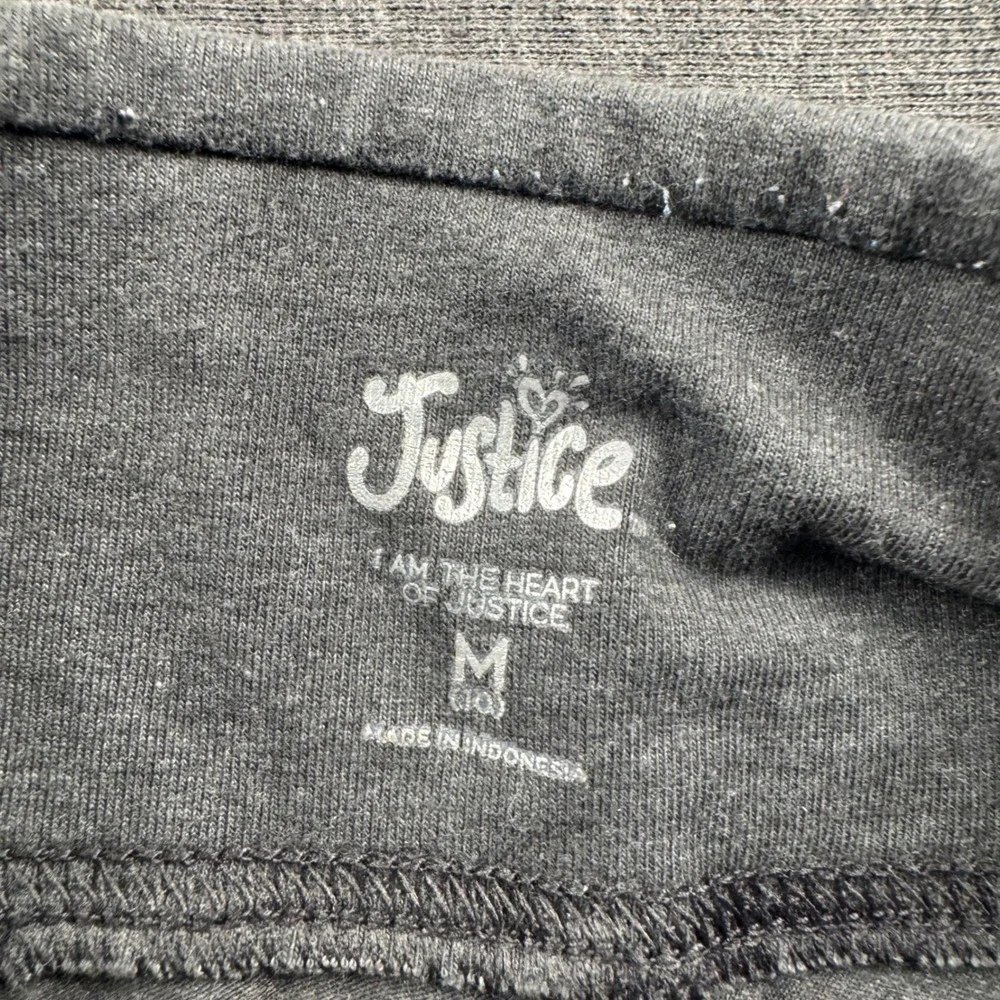 Justice Girls Charcoal Gray‎ Heather Leggings Size M 10 Elastic Waist Heart Logo